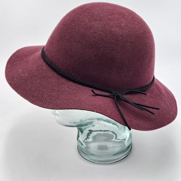 American Eagle Wool Red Braided Band Boho Floppy Hat - Picture 3 of 8